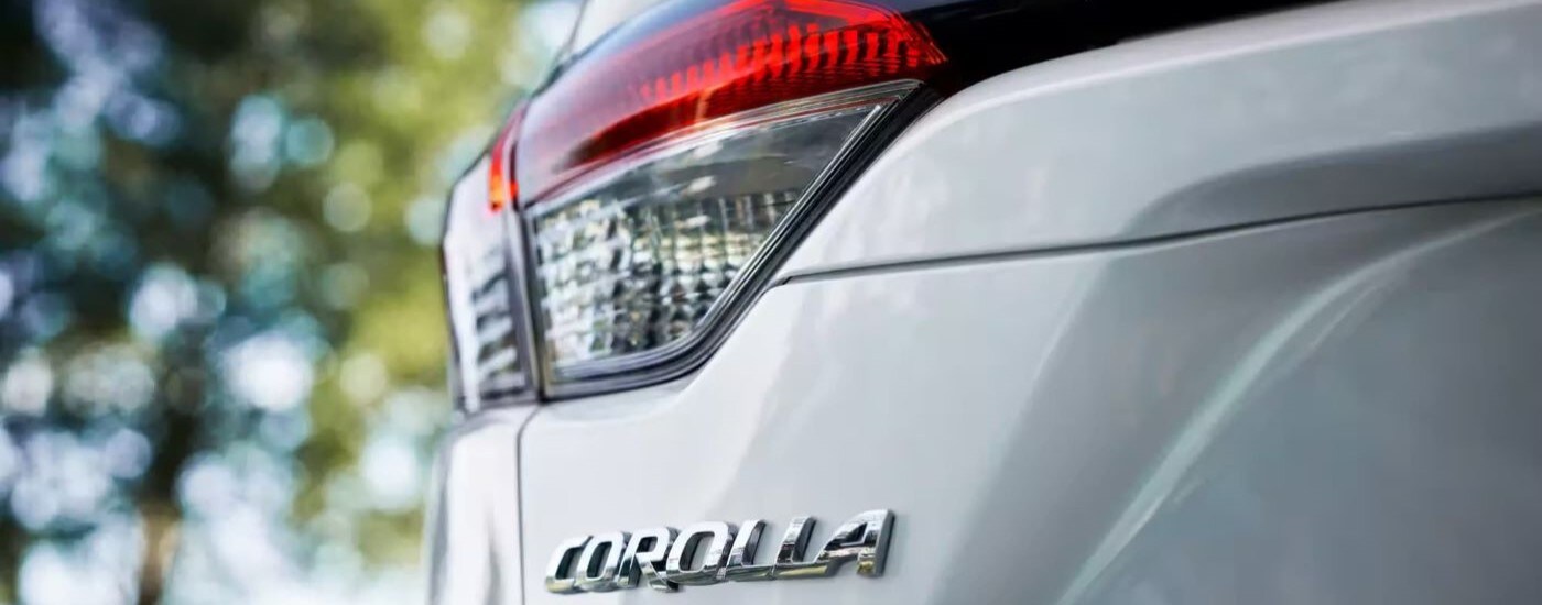 Car Dealership - 2023 Toyota Corolla LE - Taillight.jpg A close up shows driver side taillight on a white 2023 Toyota Corolla LE after leaving a car dealership.