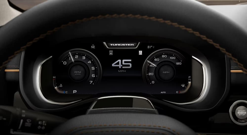 Steering wheel and digital gauge cluster in a 2026 Ram 1500